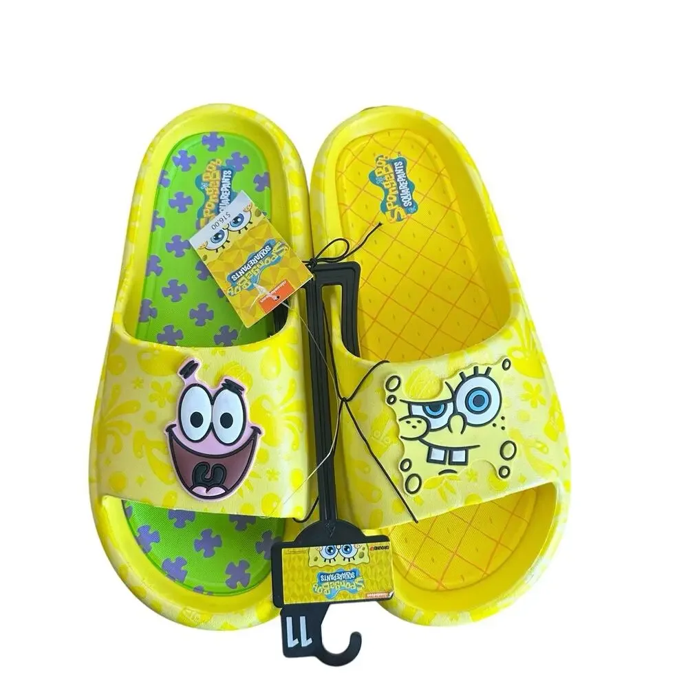 Ground Up Men’s Nickelodeon Sponge Bob Patrick Comfort Slides Yellow Size 11 NWT - Picture 1 of 10